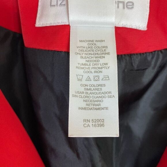 Liz Claiborne Red Double Breasted Nylon Blend Belted Coat Jacket Size S - Picture 7 of 7